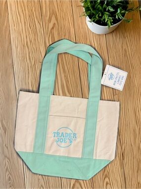 Trader Joe's mini green pastel tote bag